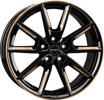 LX18 BLACK GLOSSY GOLD SPOKE RIM