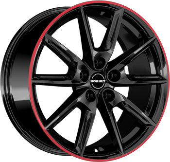 LX18 BLACK GLOSSY RIM RED