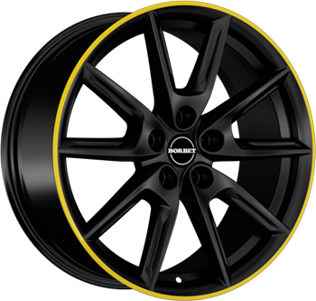 LX18 BLACK MATT RIM YELLOW