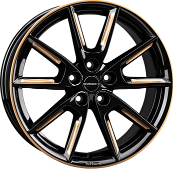 LX19 BLACK GLOSSY GOLD SPOKE RIM