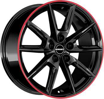 LX19 BLACK GLOSSY RIM RED