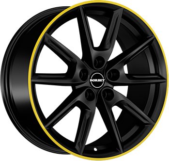 LX19 BLACK MATT RIM YELLOW